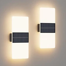 Solar Outdoor Wall Lights, 2 Pack IP65 Waterproof Morden Outdoor Acrylic LED ...
