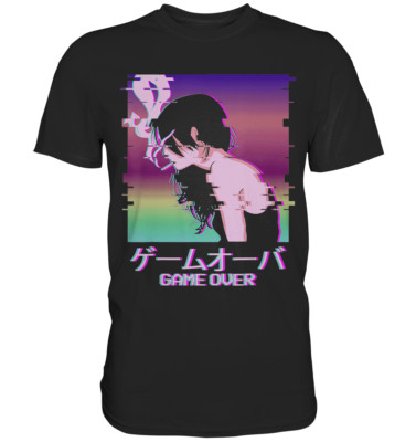 Japanese Vaporwave Anime Girl Game Over Indie Alt Aesthetic Premium T-Shirt