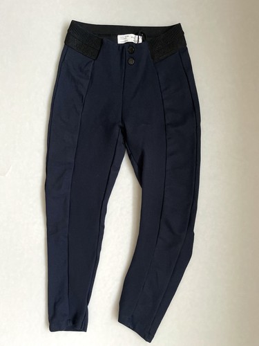 Set 2 Zara Kids Girls Stretch Pants Trousers Sz 8 128 Dark Blue Viscose Elastic - Picture 6 of 12