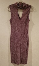 I.JOAH- Women's Knit Sleeveless Mid Dress, Keyhole & Turtleneck front. Size Med.