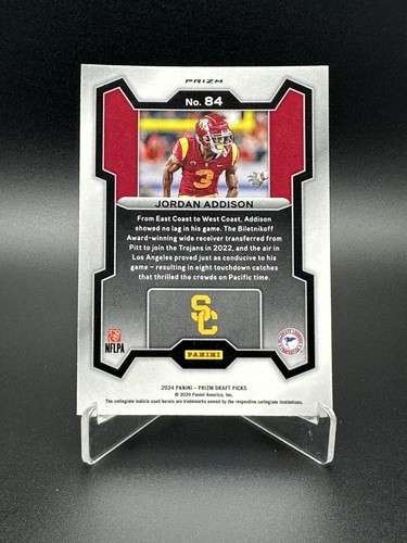 2024 Panini Prizm Draft Picks - Jordan Addison #84 Ruby Wave Prizm - Foto 2 di 2
