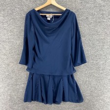 Adrianna Papell Skirt Suit Women 8 Blue Rhinestone Long Sleeve Zipper Lined