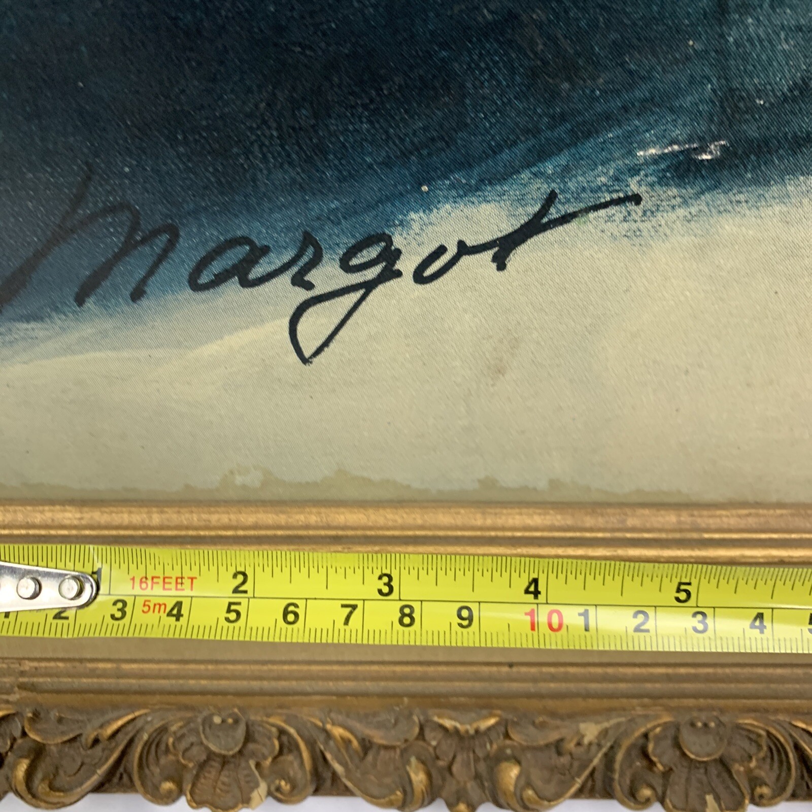 Large MID CENTURY Painting Litho Chrysanthemums Margot Vintage Modern