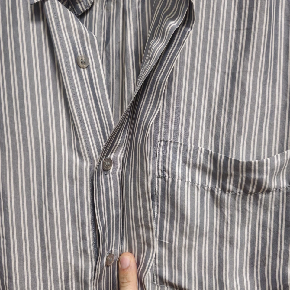 Cambio Italia Hombre Grande Manga Larga Abotonada 100% Seda Foto 2 de 4