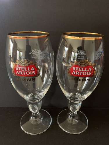 Stella Artois Belgian Crystal Beer Glasses Gold Rim 50cl - NEW! STILL IN BOX - Foto 2