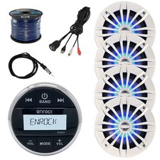 Enrock Wireless Marine Receiver, 4x 6.5" Speakers, Antenna, USB Adapter, Wire