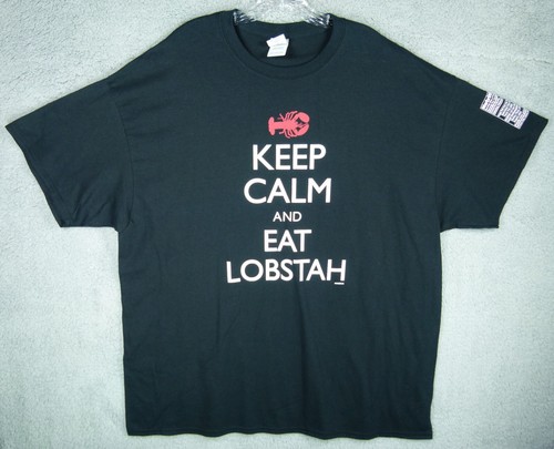 Keep Calm And Eat Lobstah Neuheit bedrucktes schwarzes T-Shirt Größe 2XL