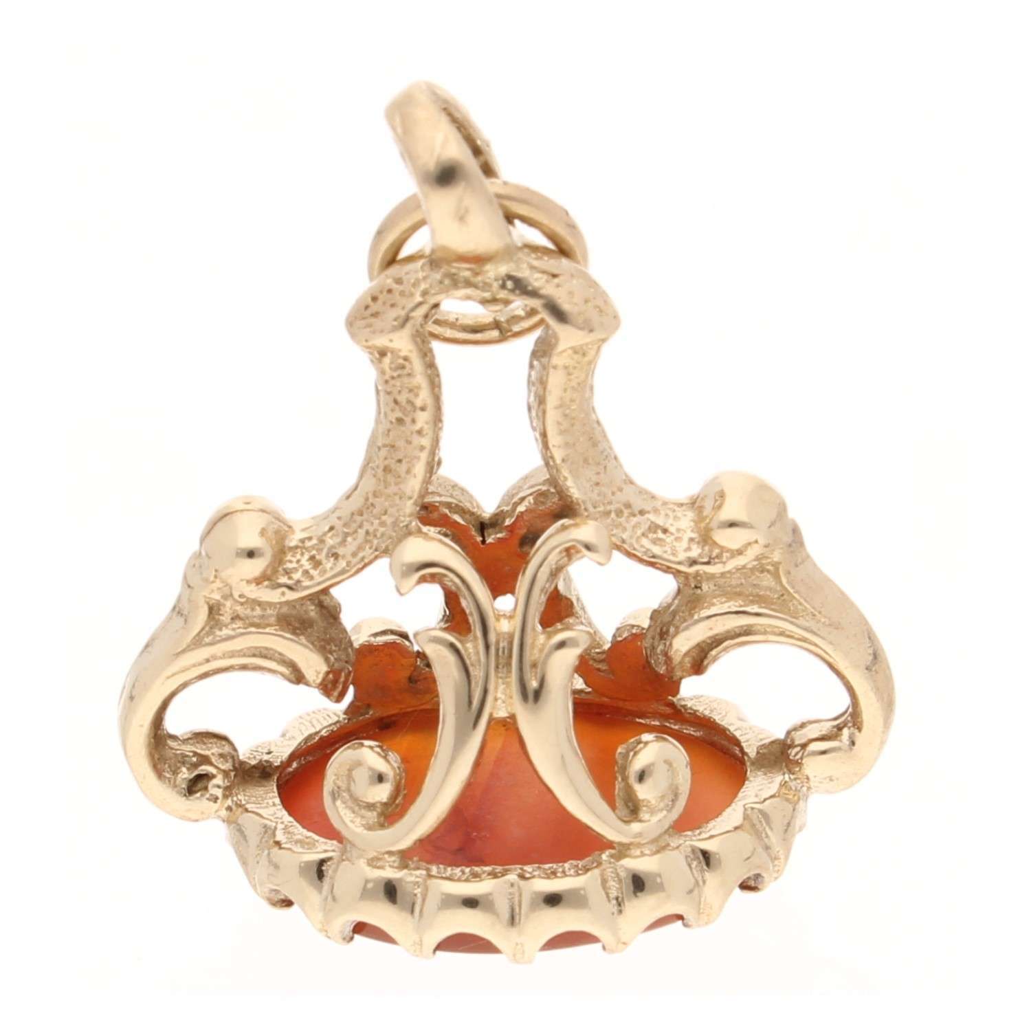9Carat Yellow Gold Agate Fob Pendant (21x20mm & 14x11mm)