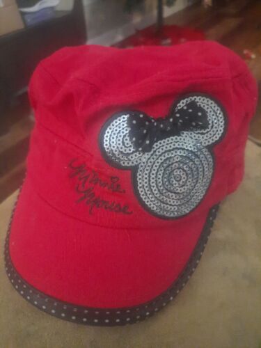 Chapeau souris Disney filles Minnie casquette plate enfants rouge avec souris Minnie à paillettes - Photo 1 sur 5
