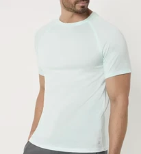 Xersion EverAir Mens Crew Neck Short Sleeve T-Shirt color Aqua Heather, size L