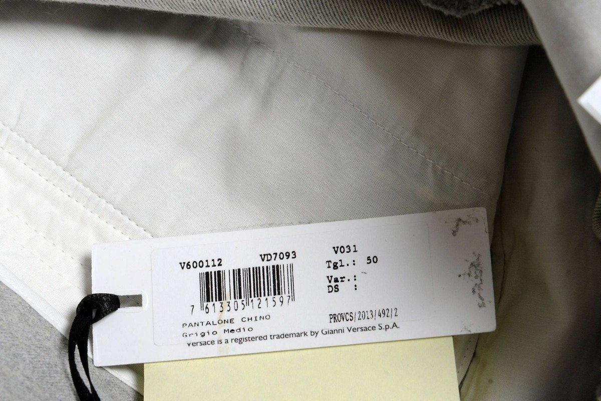 【関税&送料込み】Versace Silver Pants Versace Collection Men's Light Gray Casual Pants Size 30 32