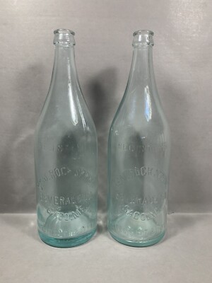 Seal Rock Spring Embossed Beverage Bottles Aqua Quarts ~ Saco, Maine