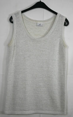 PETER HAHN - EMILIA LAY Pullover Pulli Weiß Glitzer Ärmellos Sommer Größe 40/42 - Bild 1 von 4