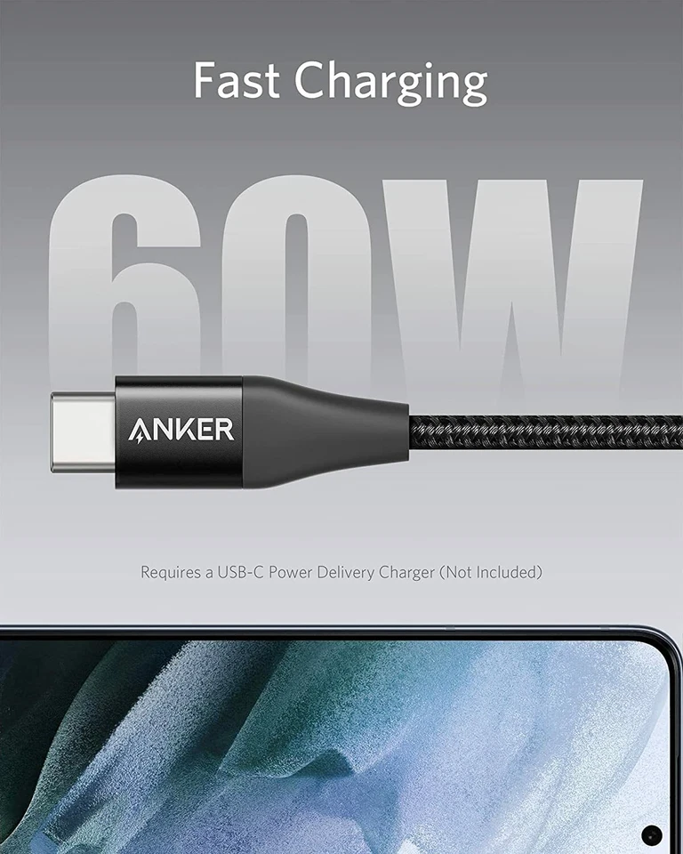 Anker Powerline+ II USB C Cable, USB C to USB C (6ft, 60W) USB-IF Certified Cabl - Image 2 of 4