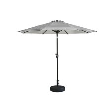 Hampton Bay Statesville 9 Ft Steel Crank And Tilt Round Patio Umbrella Gray For Sale Online Ebay