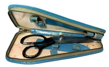 Vintage Griffon Sewing Scissors Scissors and  Thimble Leather Case