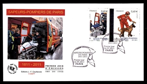 Mayfairstamps France FDC 2011 Ambulance and Rescue Dog Sapeurs Pompiers First Da