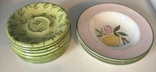 Rare Vintage Bob Mackie Dish Set 8 Plates 3 Bowls Leaf Floral Pattern 2000s