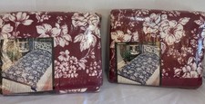 2 VTG Beacon Blankets Twin Full NOS Red White Floral 72” X 90” 100% Polyester