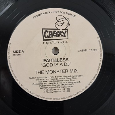 Faithless God Is A DJ 12'' Vinyl 1998 UK Monster Mix Sharp Remix Dance Classic