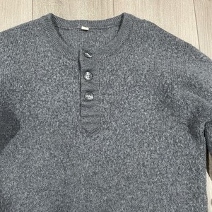 Vtg Italian Military European Wool Sweater Cold War Mestri Sz 50 Gray Henley