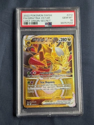PSA 10 Giratina VSTAR TCG 212/196 Lost Origin Gold Extended Art Secret Rare