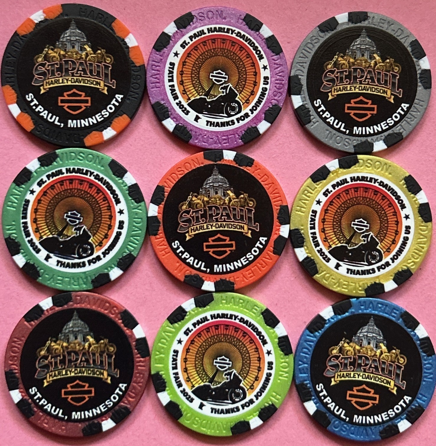 Harley Davidson Wide Print Poker Chip Minnesota State Fair 2025 St Paul (Pick 1)