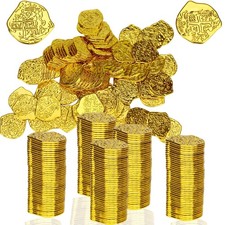 100 PCS Pirate Gold Coins Plastic Play Treasure Coins Pirate Treasure Fake Ki...