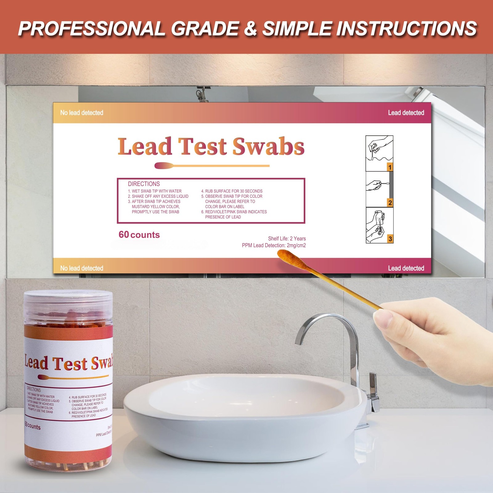 AAwipes Lead Test Swab Kit (60 Rapid Home Testing Swabs) 30-Second Results.... 