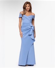 Xscape Light Blue Off Shoulder Scuba Gown Size 4 Formal Evening Dress MOB GALA 