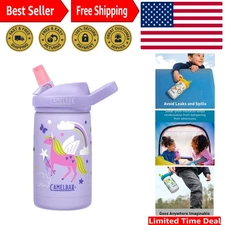 Eddy+ Kids Bite Valve Straw Insulated Stainless Steel Water Bottle Magic Unic...