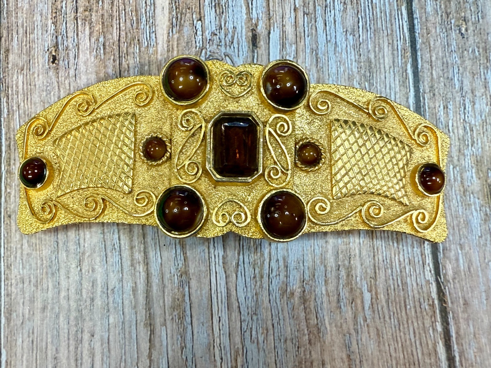 Interlocking Two Piece with Tigers Eye Stone Inla… - image 17