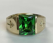 Men's Wedding Ring In 14K Yellow Gold Plated 4Ct Emerald Cut Lab Created Emerald