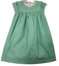 Mini Boden Corduroy Dress Girls 6-7 Green Ruffle Sleeve Cottagecore Casual Cute
