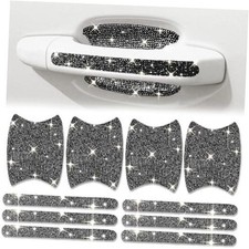 Bling Car Door Handle Protector, 10 PCS, Black Sparkling Rhinestone Shadow Gem