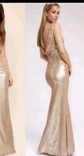 Lulus Rose Gold Sequin Sleeveless Backless Formal Gown Maxi Dress Small