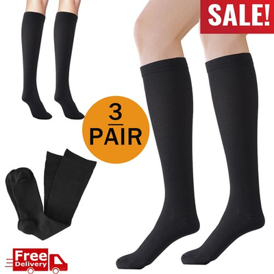 #ad #ad 3 Pairs 20 30 mmHg Medical Compression Socks Knee High for Men amp; Women Black $10.02