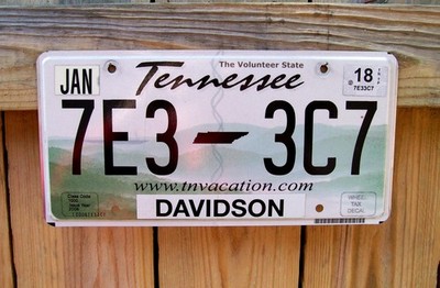 EXPIRED TENNESSEE TN. 7E3-3C7 JAN 2018 18 DAVIDSON CO. License Plate TAG
