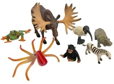 Lot Safari LTD Toys Animal Figures Moose Tree Frog Chimpanzee Hippo