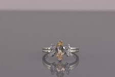 Sterling Silver Marquise Yellow Citrine Cubic Zirconia Band Ring 925 Sz: 7