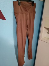 Brown High Waist Ankle Leggings XL Polyamide Elastane Women's Activewear