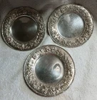 Set 3 Vintage S. Kirk & Son  Sterling Silver Repousse Bread &  Butter Plates 128