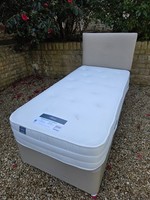 Premium Silentnight Single Bed, Silentnight Mattress and Headboard (Sandstone)
