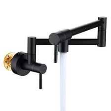Fransiton Matte Black Pot Filler Wall Mount Faucet Folding Stretchable Brass