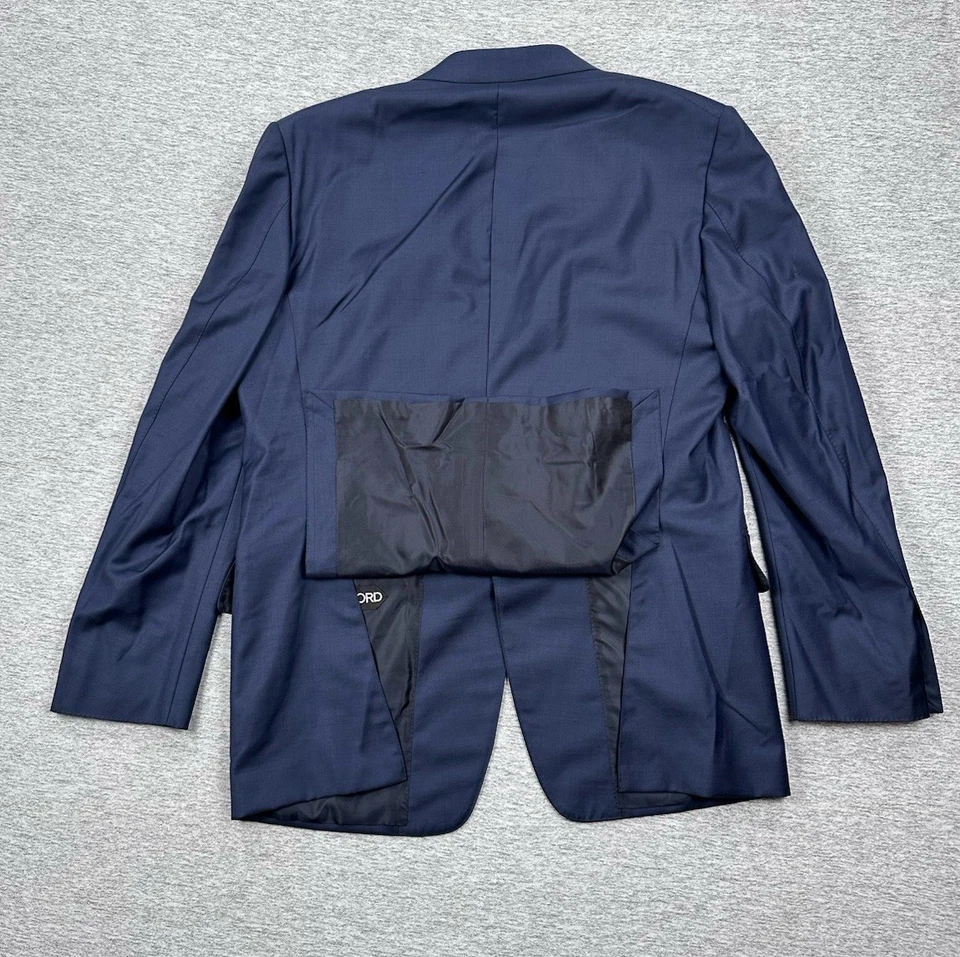 Tom Ford Suit Jacket Blazer Mens 46R Blue Wool Peak Two Button Front Italy Made - Image 3 of 4