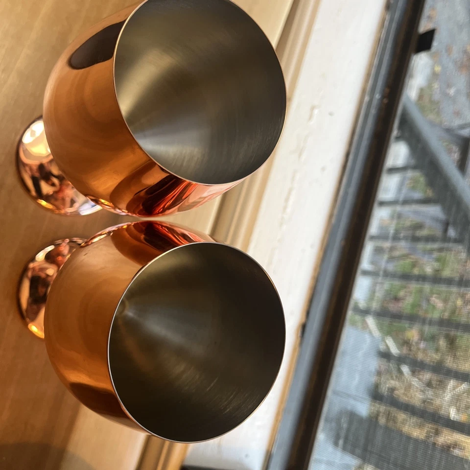 NUEVO Copas de vino tinto de acero inoxidable de vástago largo de oro rosa irrompibles Foto 2 de 4