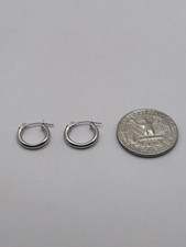 14k White Gold Tube Hoop Earrings 3mm x 14.5mm Weighs 0.58 Grams