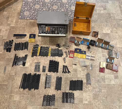 Huge Lot Machine Shop Machinist Tool Drill Bit 36 lb's, small to large set+Taps