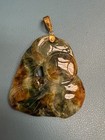 Antique Chinese Carved JADE JADEITE 14K Pendant 2.75" 28G — photo 1