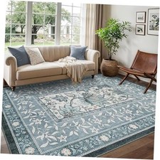 Provence 5x7 Area Rugs, Botanical Grove Vintage Cottagecore Non-Slip Washable